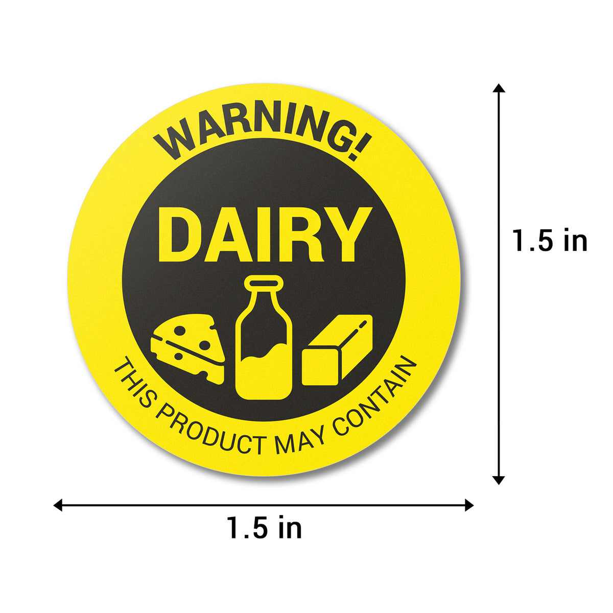 Warning Contains Label 1.5 inch | Food Allergen: Warning! May Contain Dairy Stickers ...
