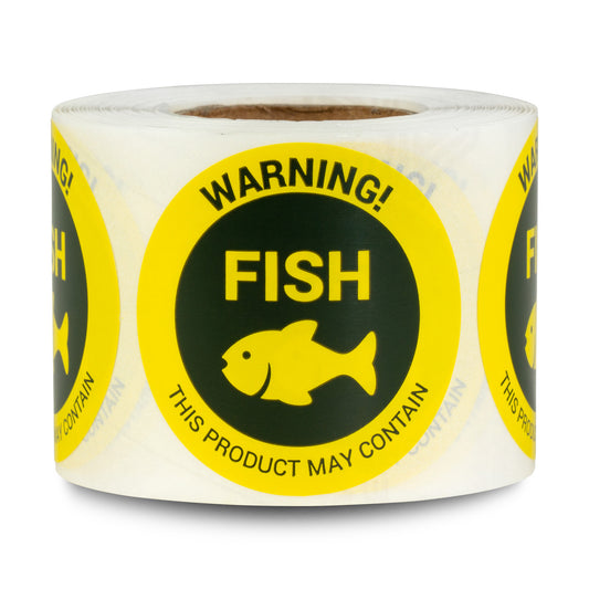 1.5 inch | Food Allergen: Warning! May Contain FISH Stickers