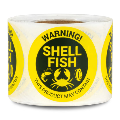 1.5 inch | Food Allergen: Warning! May Contain SHELL FISH Stickers