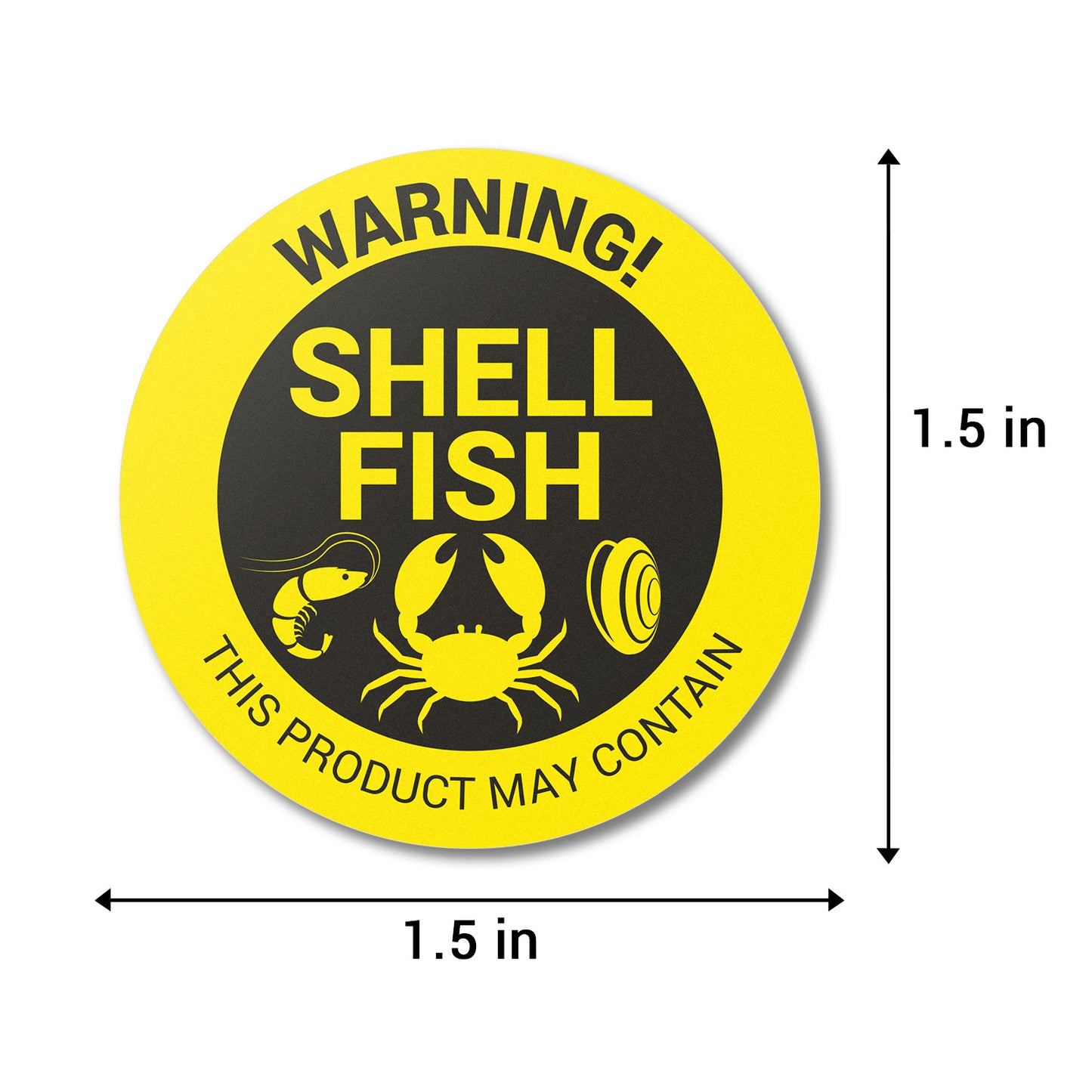 1.5 inch | Food Allergen: Warning! May Contain SHELL FISH Stickers