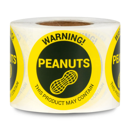 1.5 inch | Food Allergen: Warning! May Contain PEANUTS Stickers
