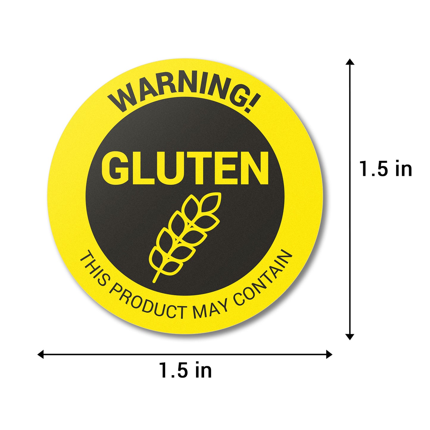 1.5 inch | Warning! May Contain GLUTEN Stickers