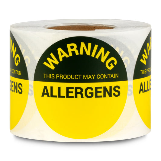 1.5 inch | Warning! May Contain ALLERGENS Stickers