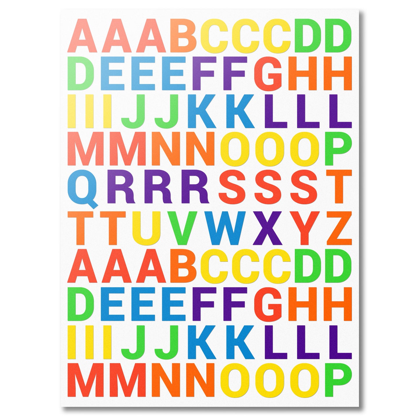 0.8 tall | 10 Sets of Capital Letter Alphabet & 10 Sets of Lower Case  Letter Alphabet Stickers