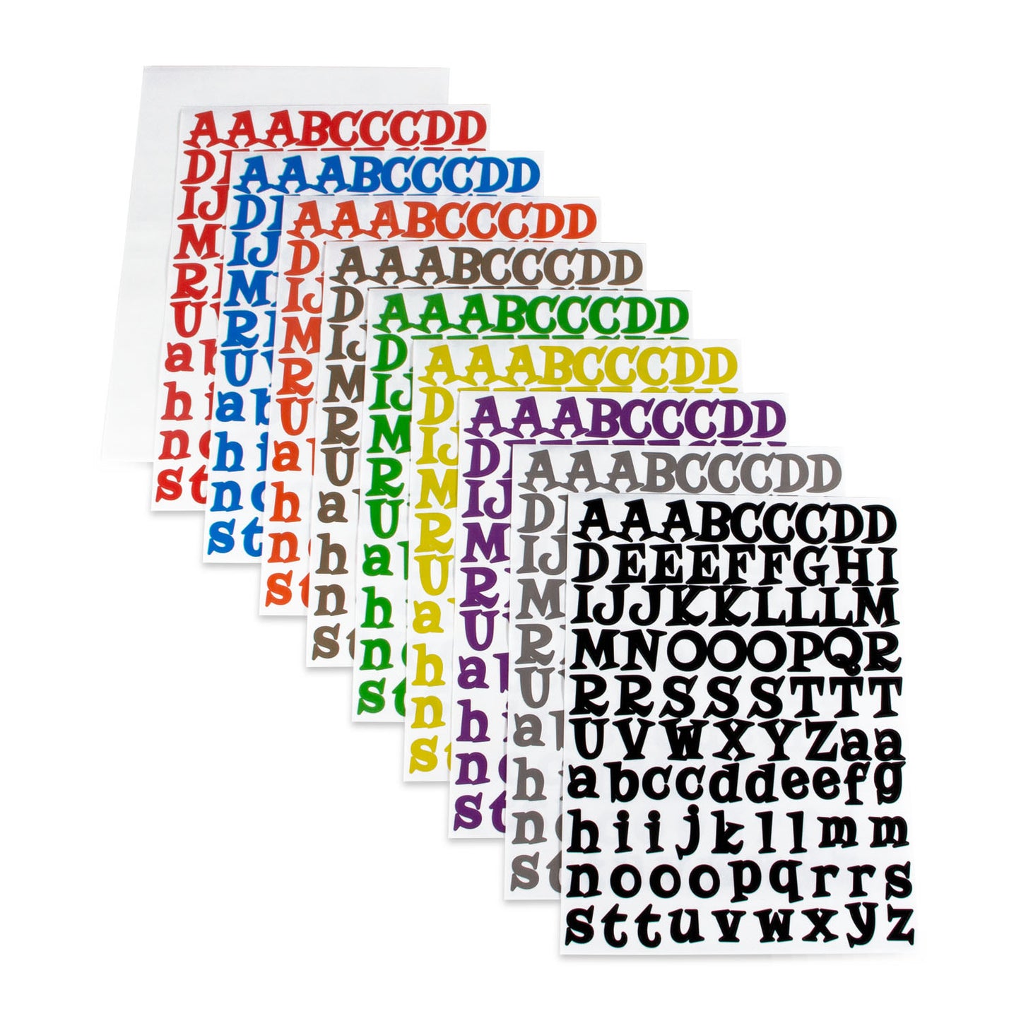 0.8" tall | 10 Sets of Capital Letter Alphabet & 10 Sets of Lower Case Letter Alphabet Stickers