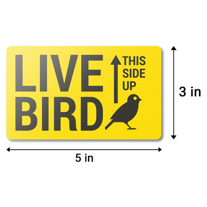 5 x 3 inch | Shipping & Handling: This Side Up, Live Bird Stickers
