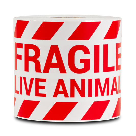 5 x 3 inch | Shipping & Handling: Fragile, Live Animals Stickers