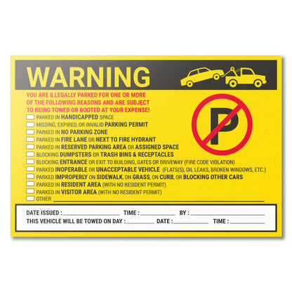 9 x 6 inch | Parking Violation: Warning! You are Illegally Parked for the Following Stickers