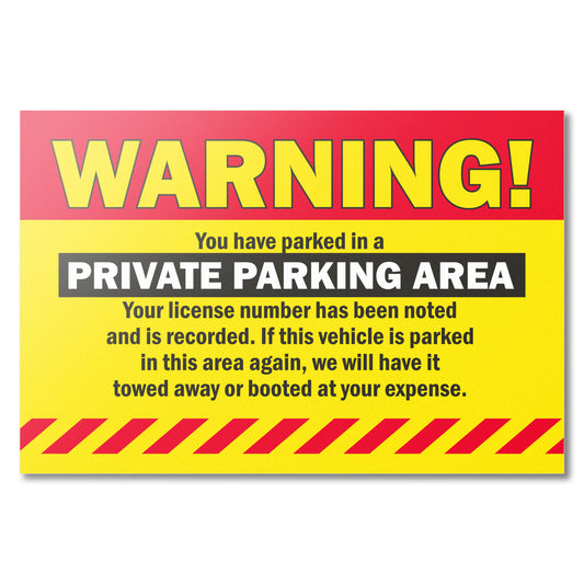 9 x 6 inch | Parking Violation: Warning! You are Illegally Parked for the Following Stickers