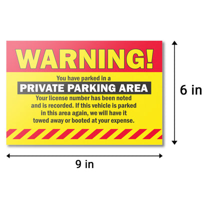 9 x 6 inch | Parking Violation: Warning! You are Illegally Parked for the Following Stickers