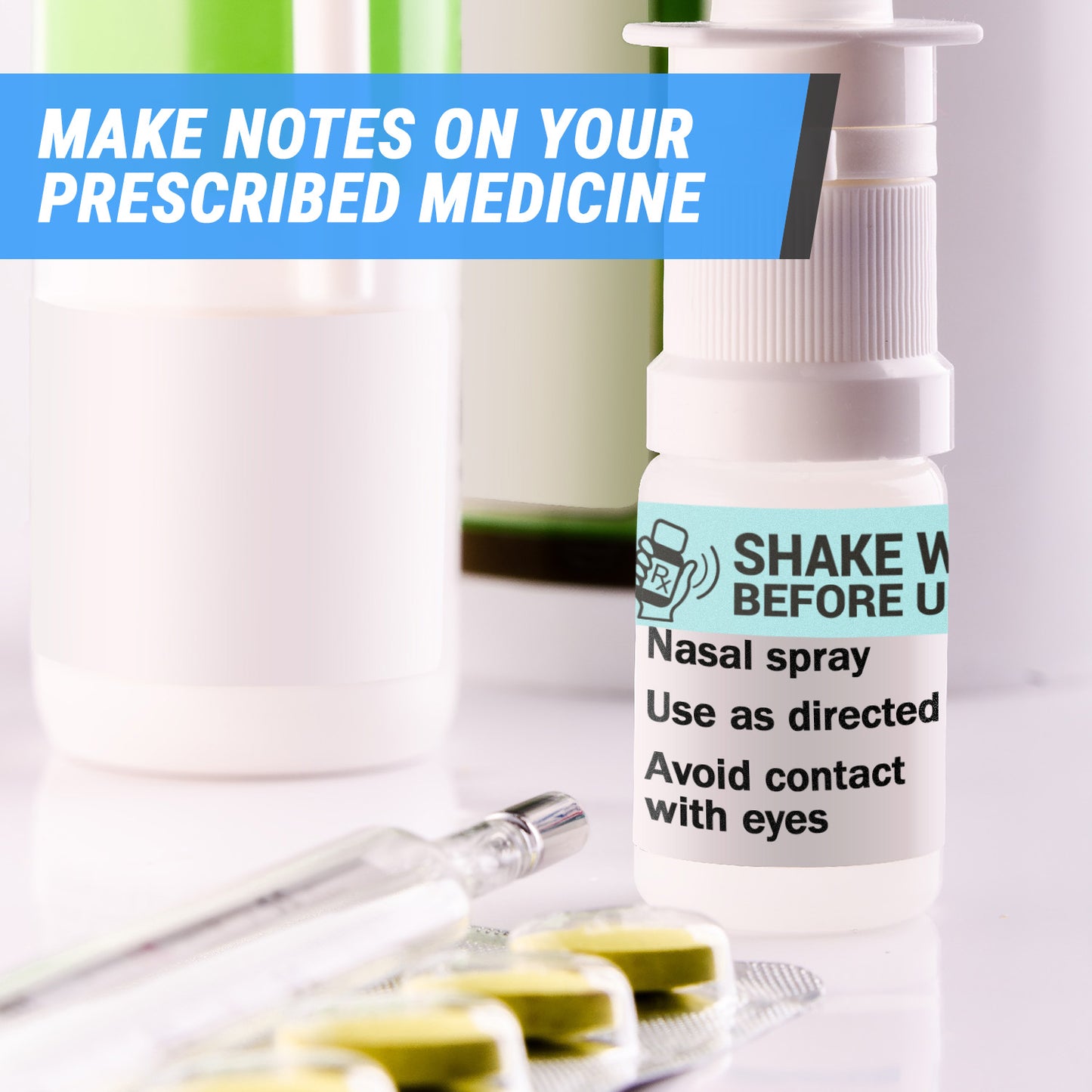 1.7 x 0.4 inch | Medical & Medications: Shake Well Before Using Stickers