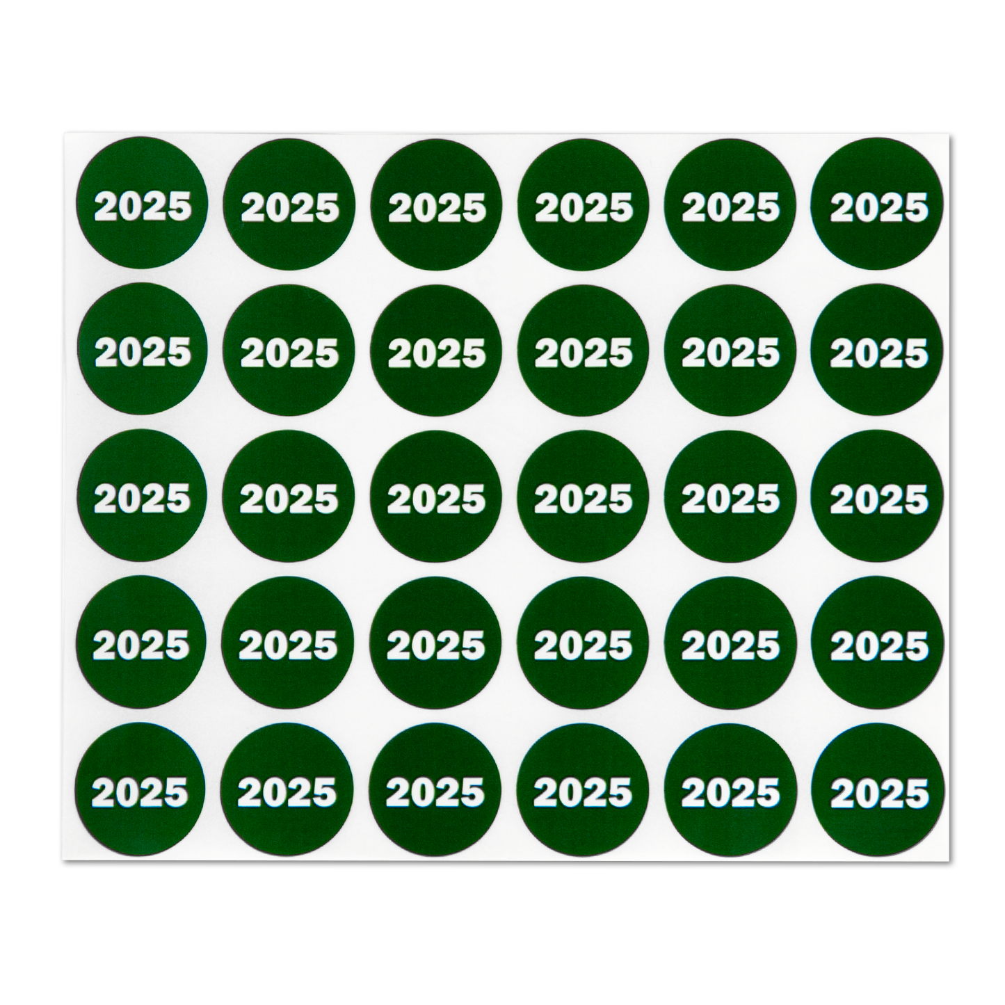 0.75 inch | Inventory: Color-Coded Year 2025 Stickers
