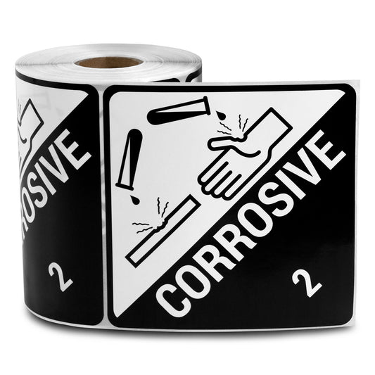 4 x 4 inch | Shipping & Handling: Corrosive Liquids Class 2 Stickers