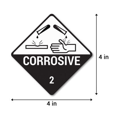 4 x 4 inch | Shipping & Handling: Corrosive Liquids Class 2 Stickers