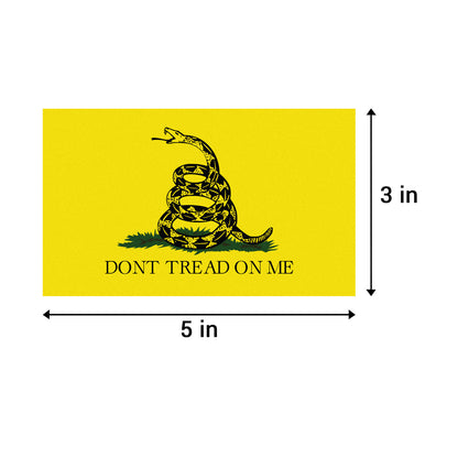 5 x 3 inch | Caution & Warning: Don't Tread on Me Stickers / Gadsden Flag Stickers