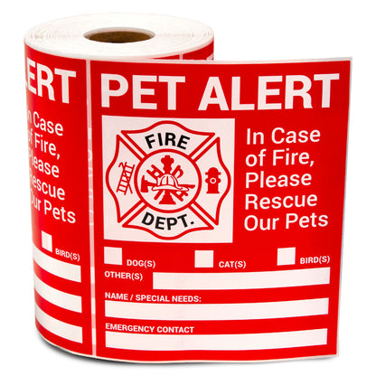 4 x 5 inch | Caution & Warning: In Case of Fire, Please Rescue our Pets Stickers