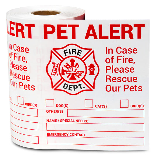4  x 5 inch | Caution & Warning: In Case of Fire, Please Rescue our Pets Stickers