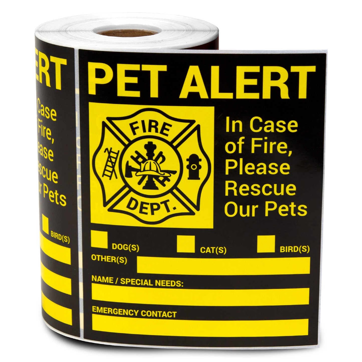 4  x 5 inch | Caution & Warning: In Case of Fire, Please Rescue our Pets Stickers