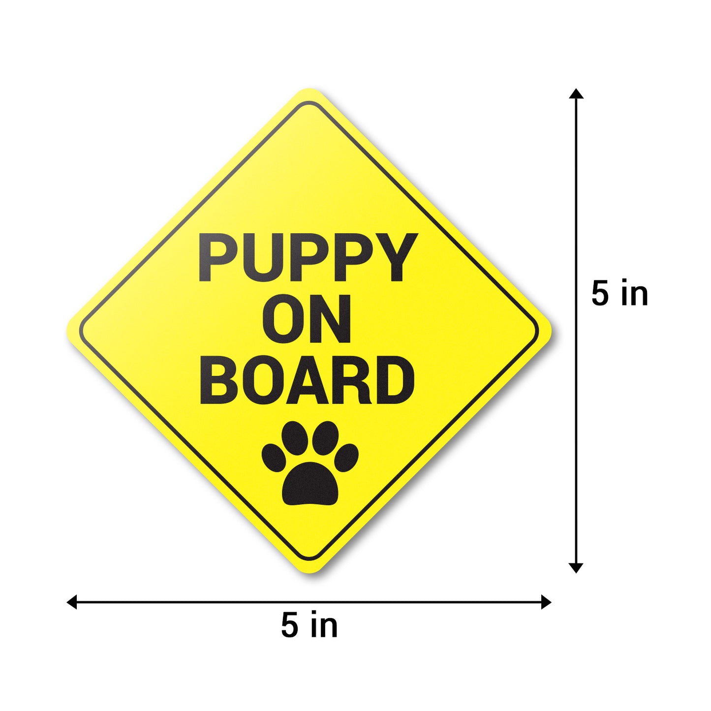 5 x 5 inch Caution & Warning:  Puppy on Board Stickers with Paw Print