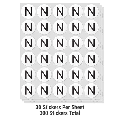 1.5 inch | Inventory: Capital Letter N Labels
