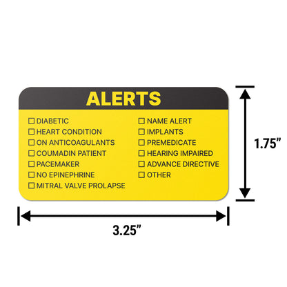 3.25 x 1.75 inch | Medical Alter Checklist Stickers for Patient File Folders