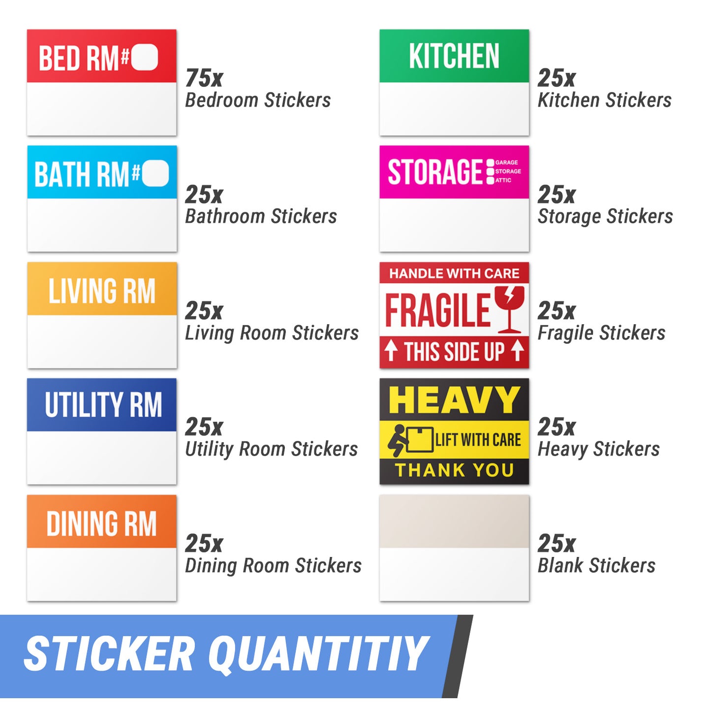 3 x 2 inch | Moving & Packing: Moving Labels for 1 -2 Bedrooms (10 Designs)