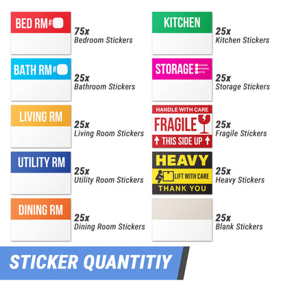 3 x 2 inch | Moving & Packing: Moving Labels for 1 -2 Bedrooms (10 Designs)