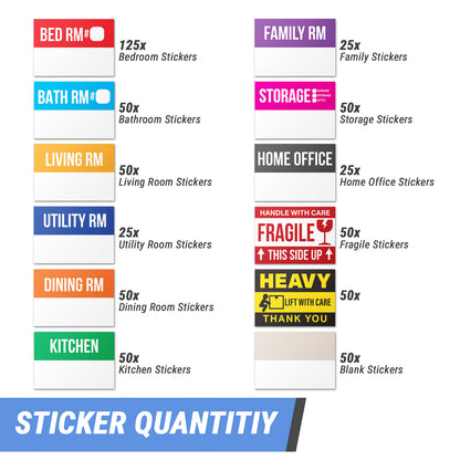 3 x 2 inch | Moving & Packing: Moving Labels for 2 - 3 Bedrooms (12 Designs)