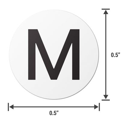 0.5 inch | Inventory: Capital Letter M Labels