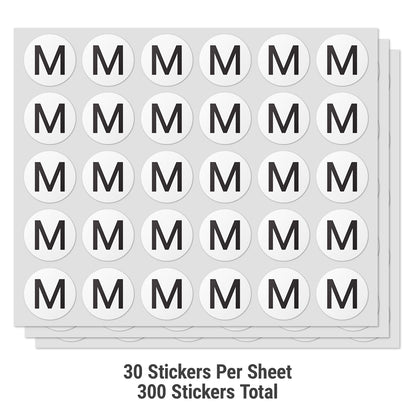 0.5 inch | Inventory: Capital Letter M Labels