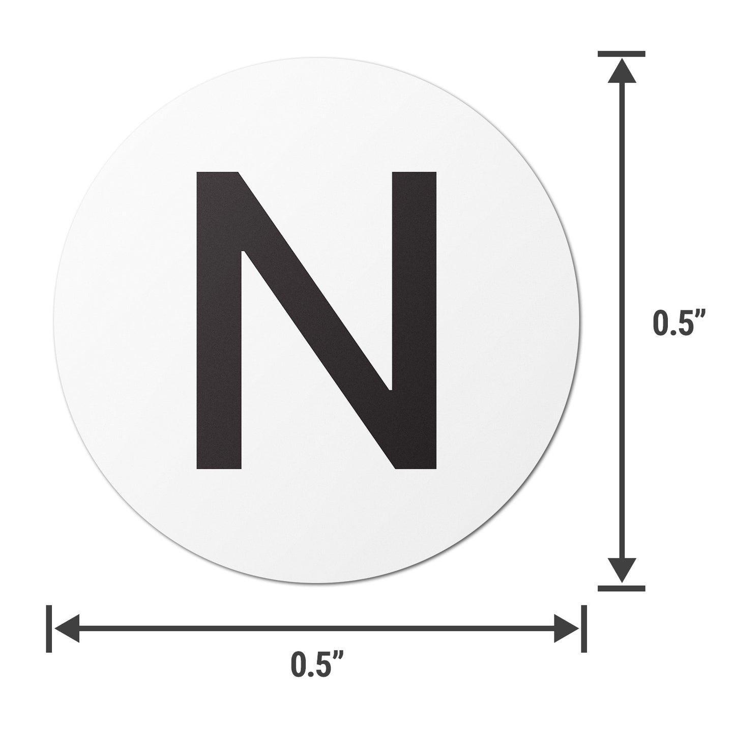 0.5 inch | Inventory: Capital Letter N Labels