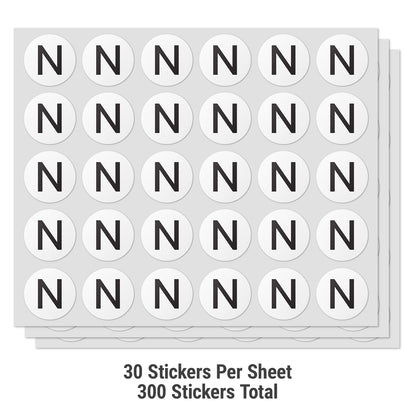 0.5 inch | Inventory: Capital Letter N Labels