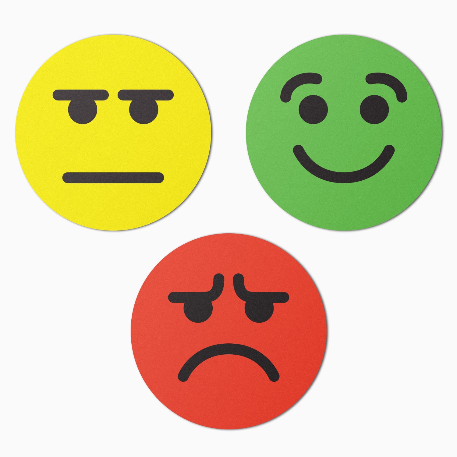 1 inch | Happy Face, Neutral Face and Sad Face Label Emojis ...
