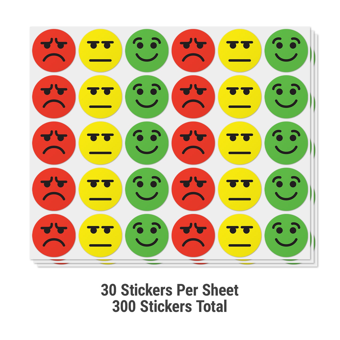 1 inch |  Happy Face, Neutral Face and Sad Face Label Emojis