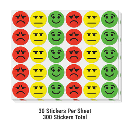 1 inch |  Happy Face, Neutral Face and Sad Face Label Emojis