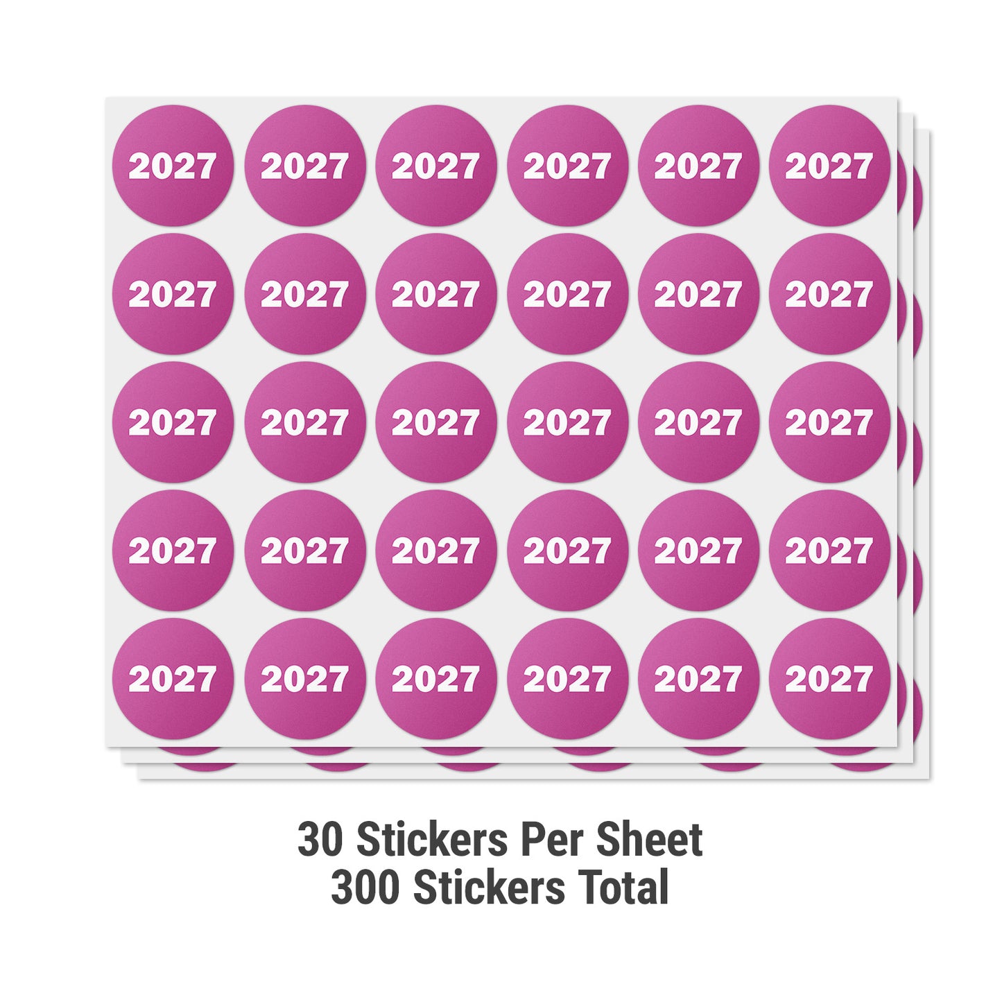0.75 inch |  Inventory: Color-Coded Year 2027 Stickers