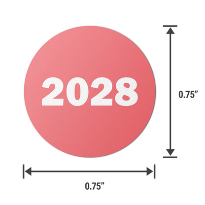 0.75 inch |  Inventory: Color-Coded Year 2028 Stickers