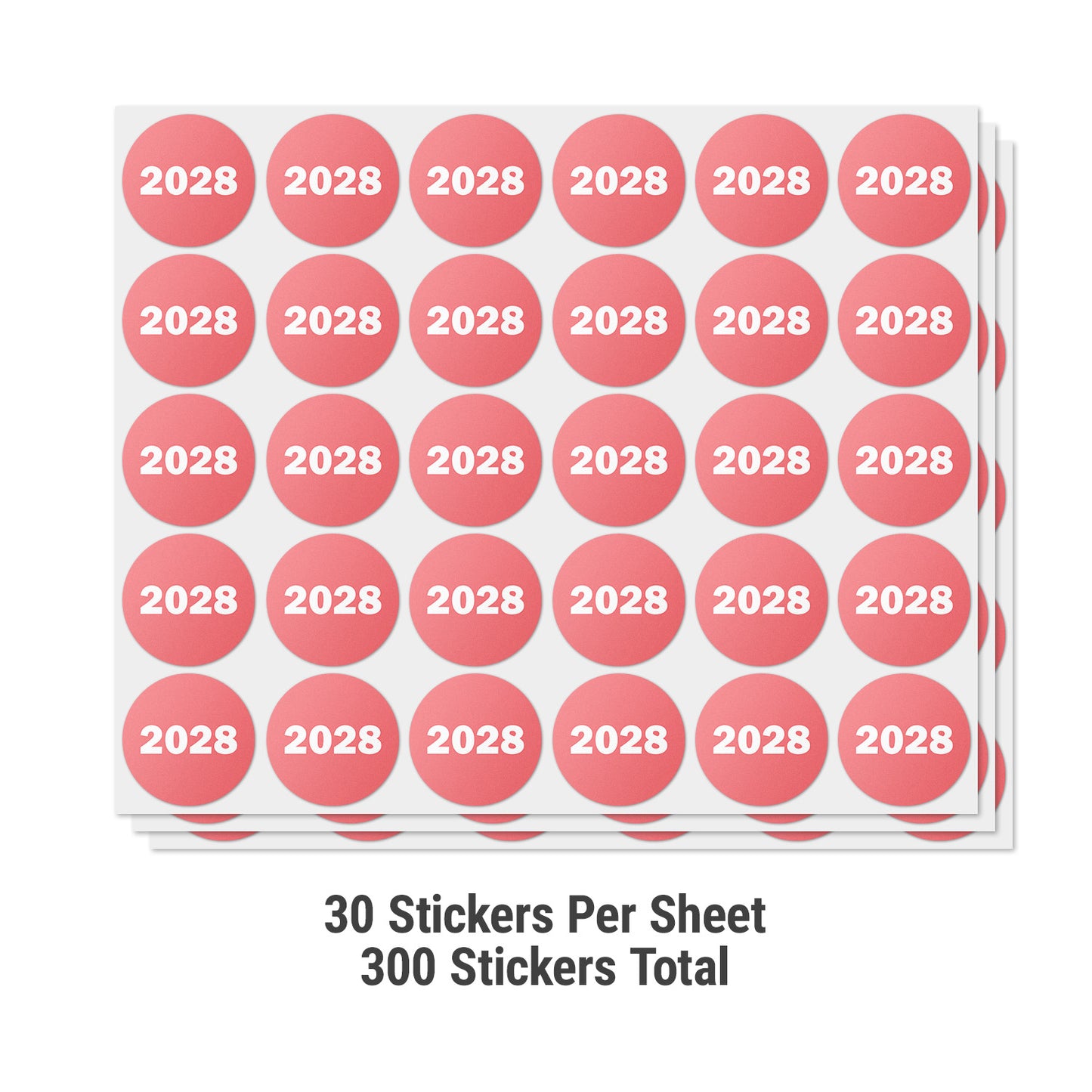 0.75 inch |  Inventory: Color-Coded Year 2028 Stickers
