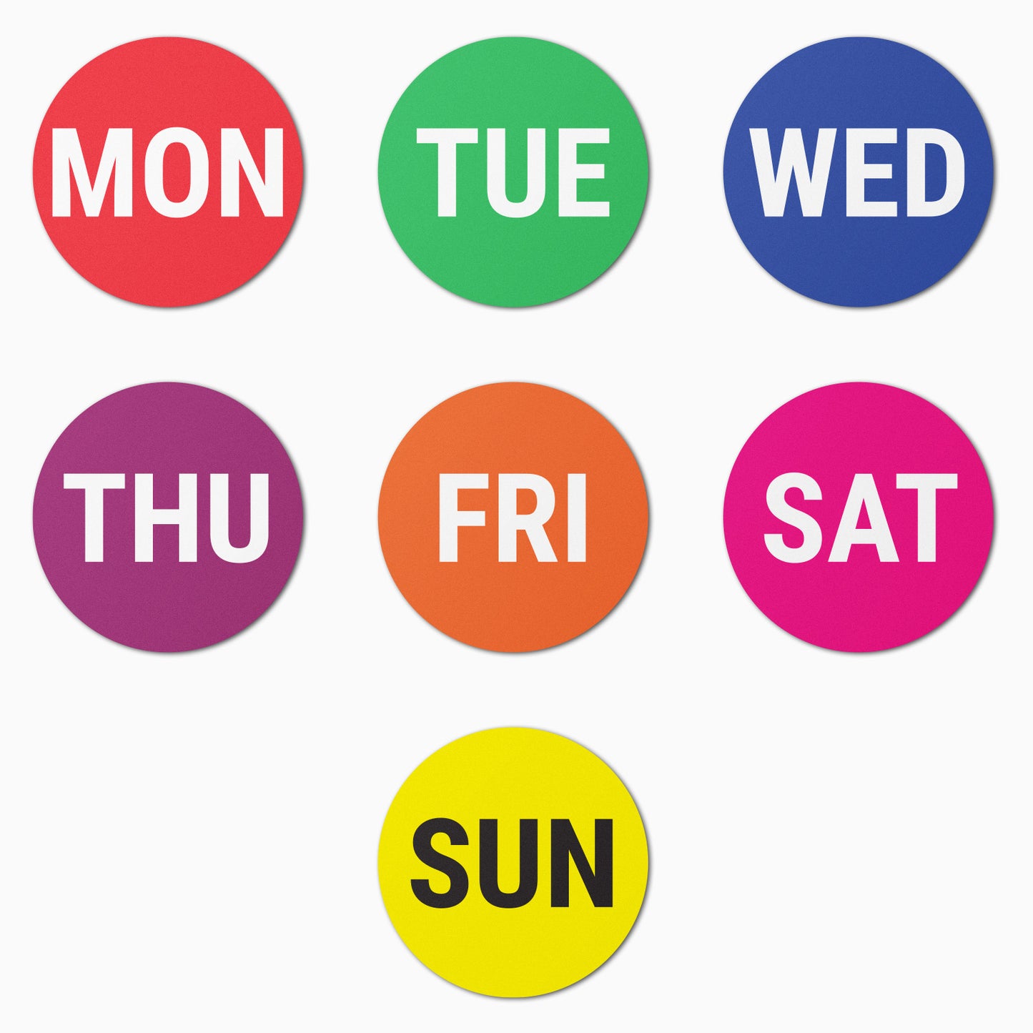 1 inch |  Color-Coded Monday to Sunday Labels