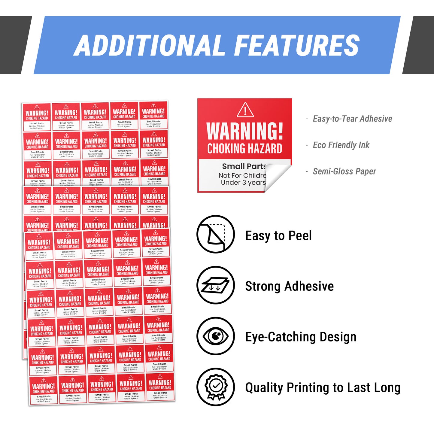1.5 X 1.5 inch | Warning Labels: Warning Choking Hazard