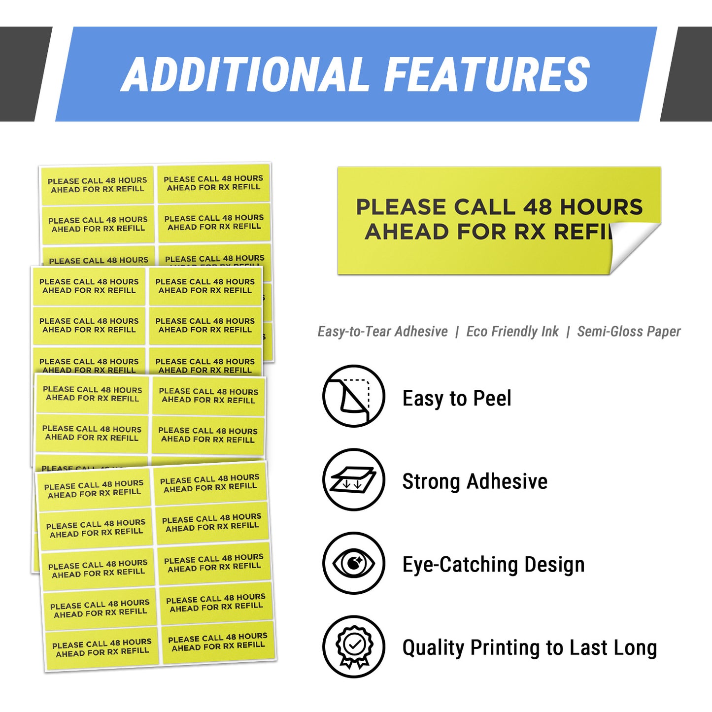 3.75 x 1.25 inch | Medical & Rx Medication Label: Please Call 48 Hours Ahead for RX Refill