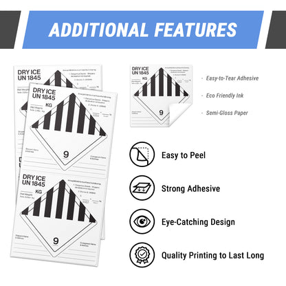 6 x 6 inch | Shipping & Handling Label: Dry Ice