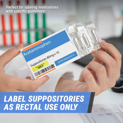 1.5 x 0.375 inch | Medical & Rx Medication Label: For Rectal Use Only