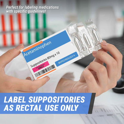 1.5 x 0.375 inch | Medical & Rx Medication Label: For Rectal Use Only