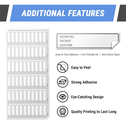5.375 x 1.375 inch | Medical & Rx Medication Label: Room No. Patient Doctor