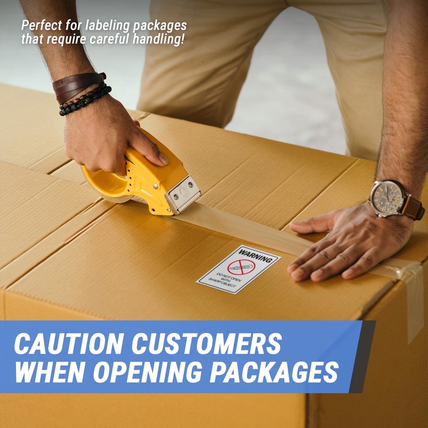 2 x 3 inch | Shipping & Handling Labels: Warning Do Not Open with Sharp Object