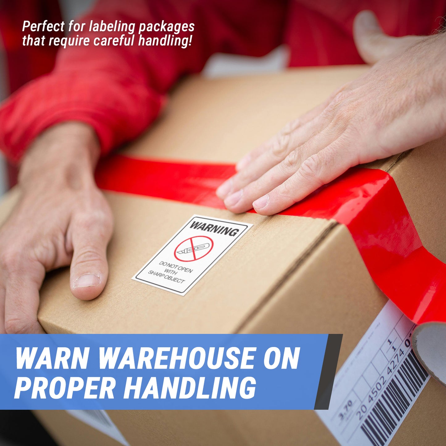 2 x 3 inch | Shipping & Handling Labels: Warning Do Not Open with Sharp Object