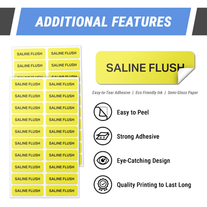 1.5 x 0.5 inch | Medical & Rx Medication Label: Saline Flush