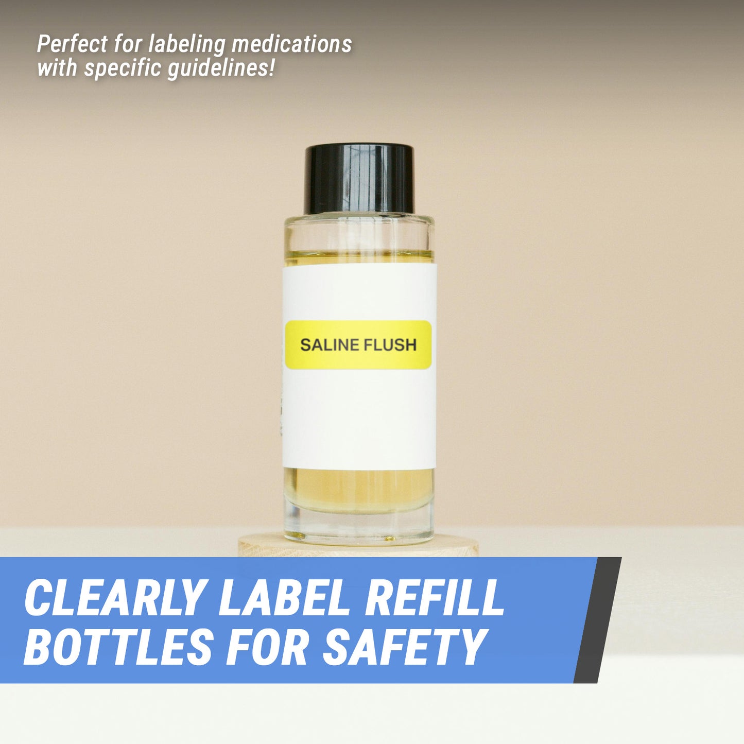 1.5 x 0.5 inch | Medical & Rx Medication Label: Saline Flush