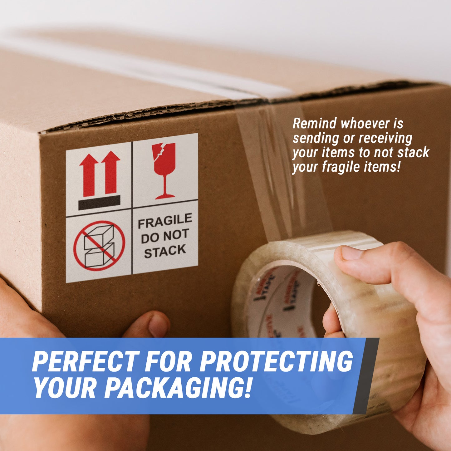 4 x 4 inch | Shipping & Handling: Fragile Stickers / Do Not Stack Stickers